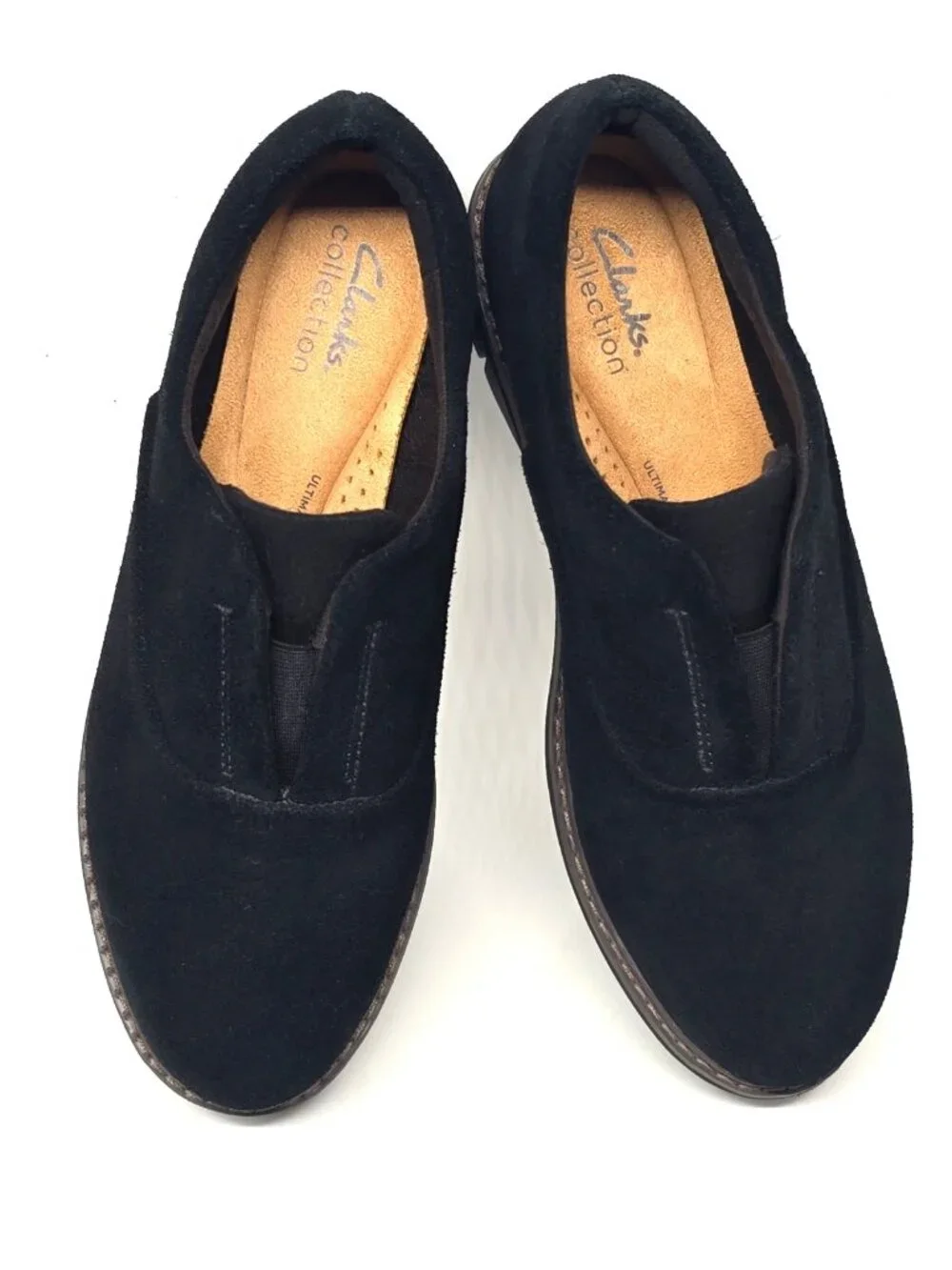 Clarks Airabell Sky Black Suede Slip-on Comfy Platform Wedge Women's Size 8M